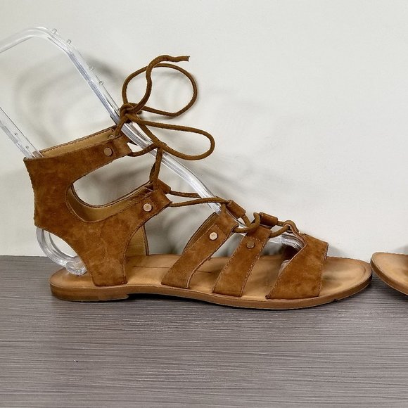 Dolce Vita Jasmyn Lace Up Gladiator Sandal, Cognac Suede, Womens Size 7.5 M - Picture 7 of 12